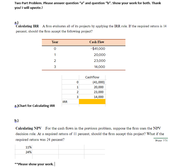  Two Part Problem. Please answer question "a" and question " b