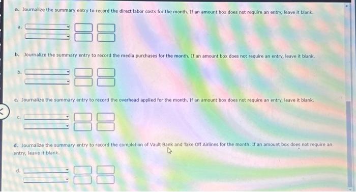 leave it blank. a. b. Joumalize the summary entry to record the