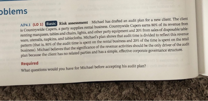  dont not answer this question pblems AP4.1 (LO 1) Basic Risk