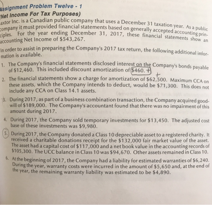 designment Problem Twelve 7 ssignment Problem Twelve -1 Net Income For