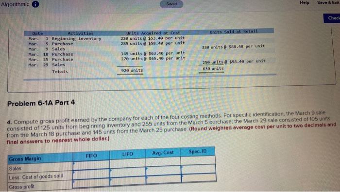 average (d) specific identification. for specific identification the March 9 sale consisted