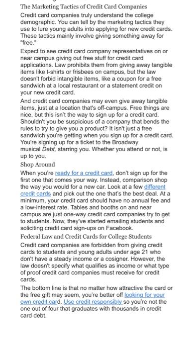 credit card companies take advantage of college students or provide a valuable