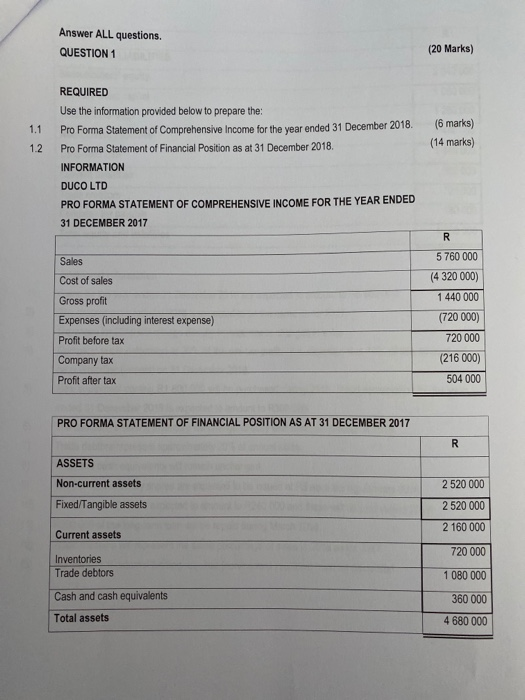  Answer ALL questions. QUESTION 1 (20 Marks) (6 marks) (14 marks)