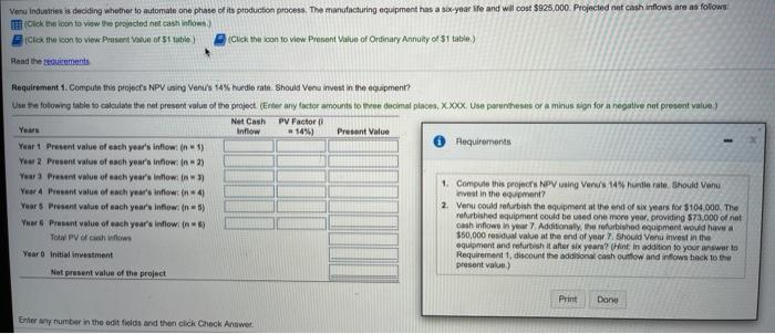the icon to view Present Value of $1 table.) (Click the icon
