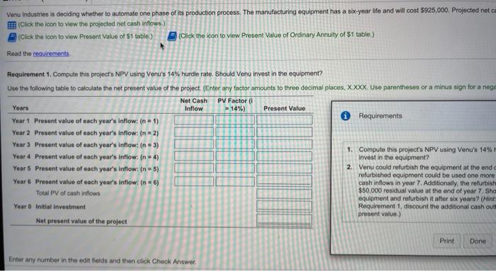 to view Present Value of Ordinary Annuity of $1 table.) (Click the