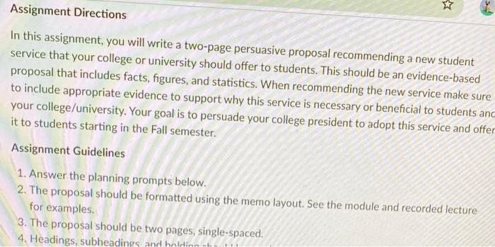  Assignment Directions In this assignment, you will write a two-page persuasive