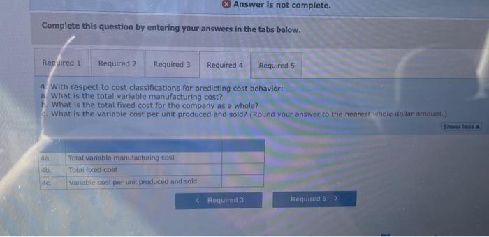 materials Direct labor Variable manufacturing overhead Fixed manufacturing overhead Total manufacturing overhead