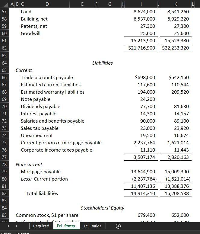 6 Required: 7 1 Based on Dandy's financial statements, calculate ratios for