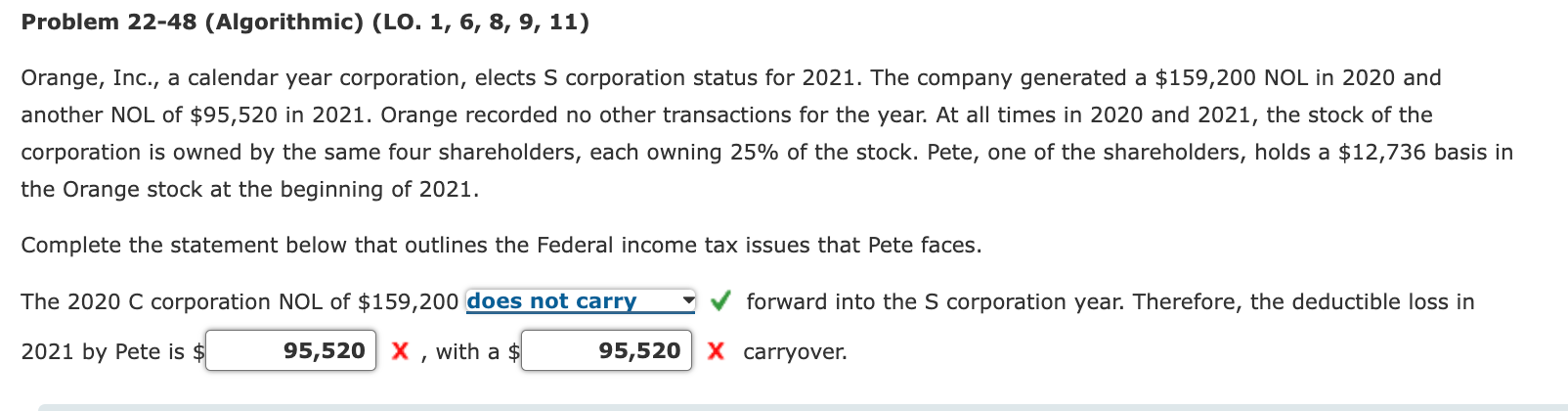 Problem 22-48 (Algorithmic) (LO. 1, 6, 8, 9, 11) Orange, Inc.,