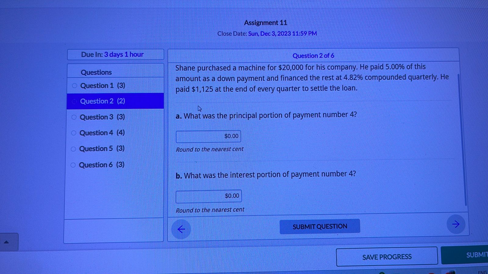 Assignment 11 Close Date: Sun, Dec 3, 202311:59 PM Question 2
