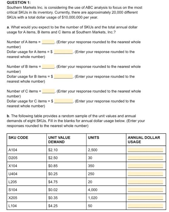 This is a 3 part question, please show work in excel to