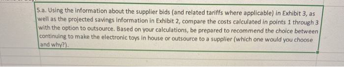  practice question 5 please 5.a. Using the information about the supplier
