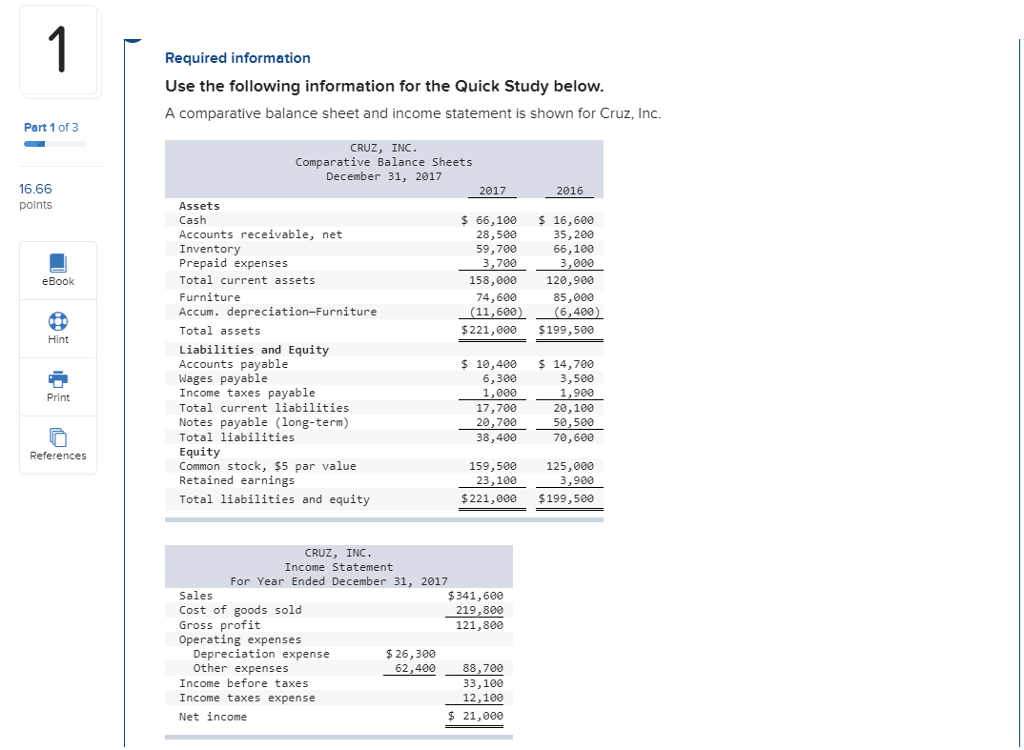  Required information Use the following information for the Quick Study below