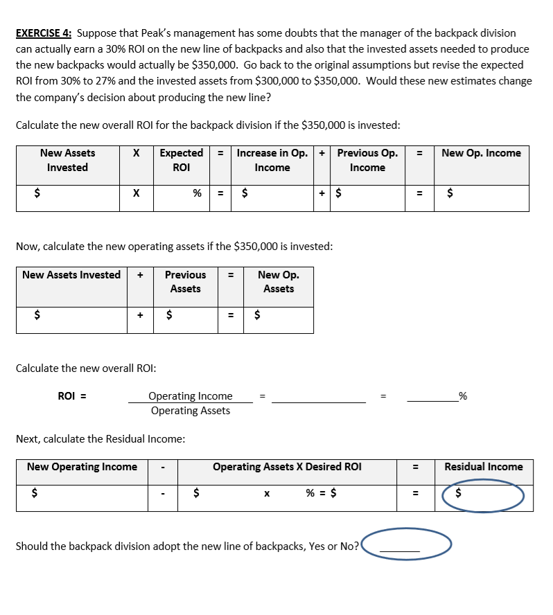 ROI calculation. Express your answer as a %. c) Exercise 3: What