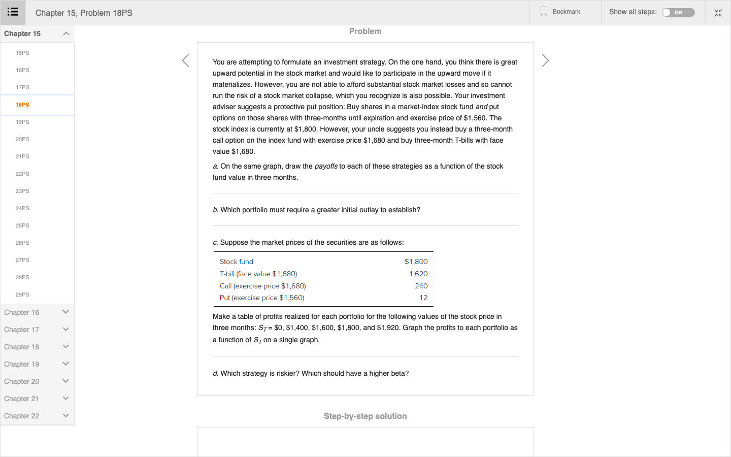 I Bookmark Show all steps: Chapter 15, Problem 18PS ON Problem