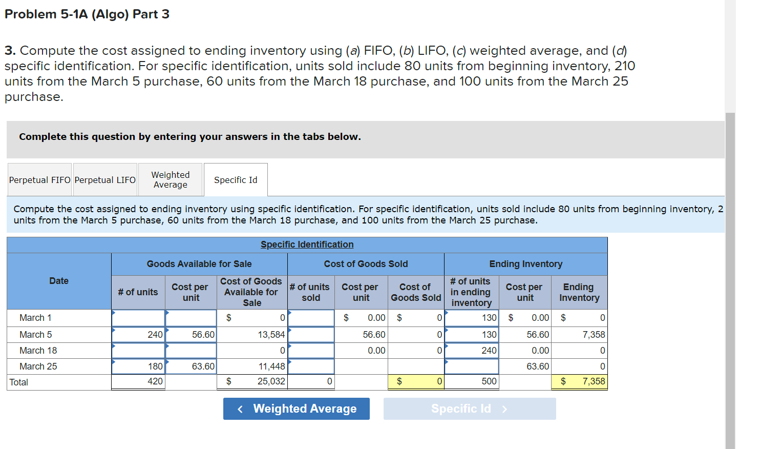 assigned to ending inventory using (a) FIFO, (b) LIFO, (c) weighted average,