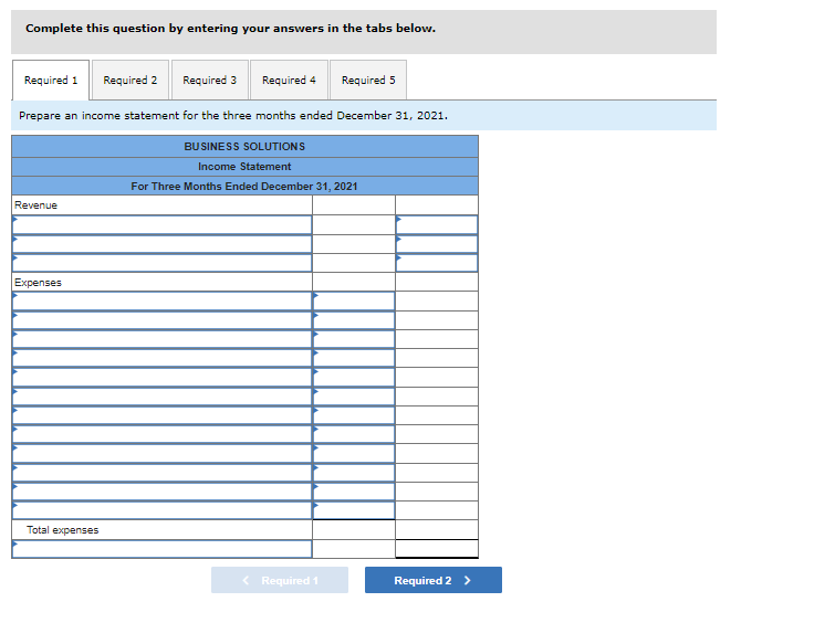 31, 2021, adjusted trial balance of Business Solutions (reflecting its transactions from