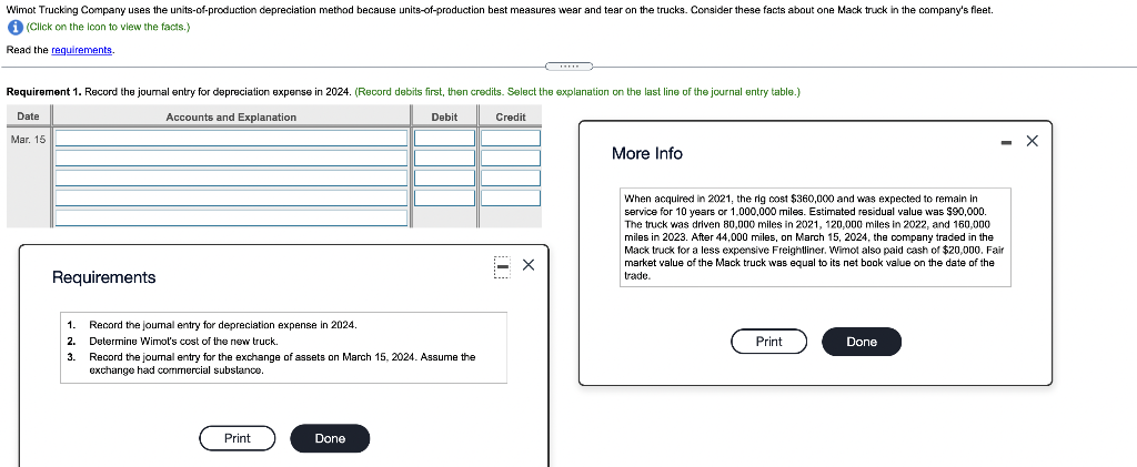 Wimot Trucking Company uses the units-of-production depreciation method because units-of-production best