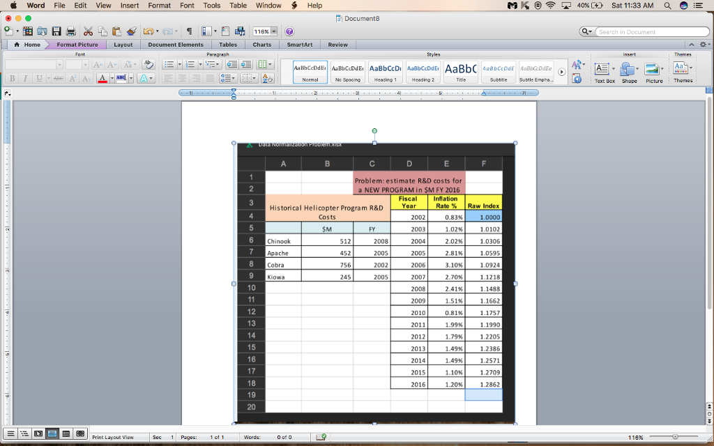 the 4 projects given to their 2016 cost equivalent, then average them