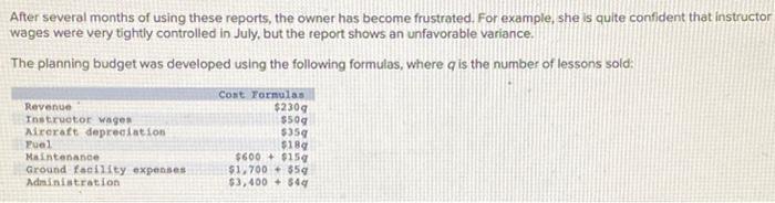 several months of using these reports, the owner has become frustrated. For