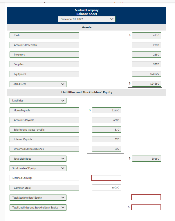 correct. The following information is available for Sunland Company Accounts receivable $2,500