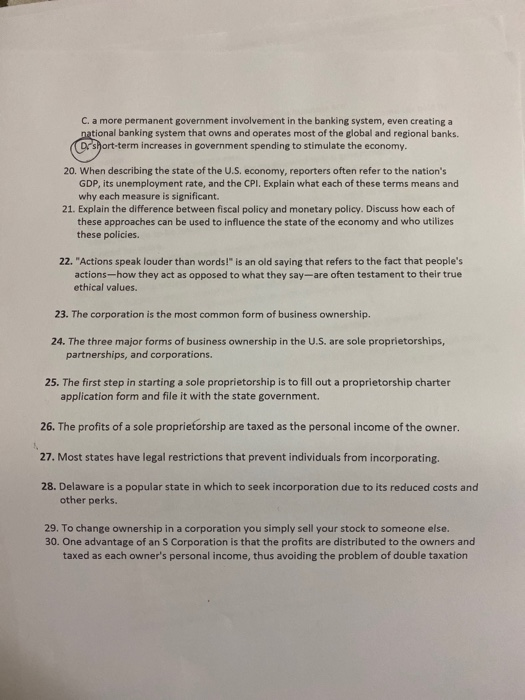  TRUE OR FALSE/ MULTIPLE CHOICE and word response questions. C. a