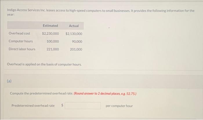  Indigo Access Services Inc. leases access to high-speed computers to small