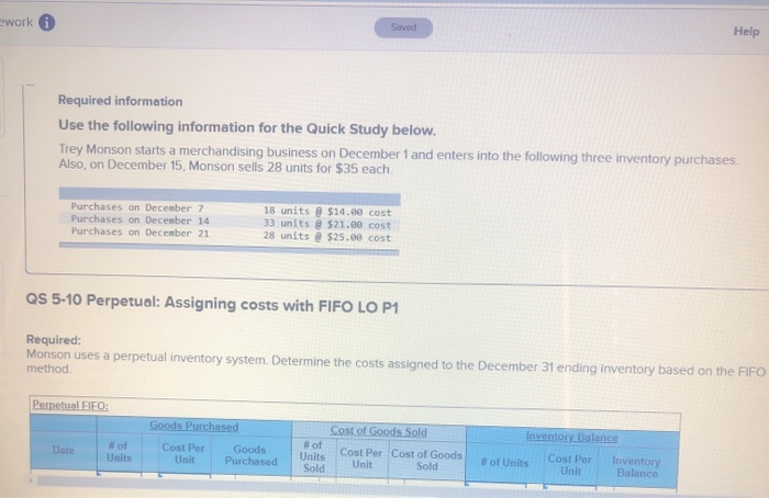  ework Saved Help Required information Use the following information for the