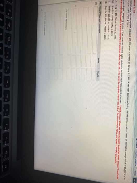  CALCULATOR PRINTER VERSION BACK NEX ercise 10-10 on Company owns equipment