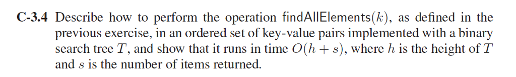 Show that this binary search tree algorithm is O(h + s) where