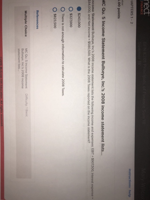  Is this correct? APTERS 1-2 instructions I help .00 points MC