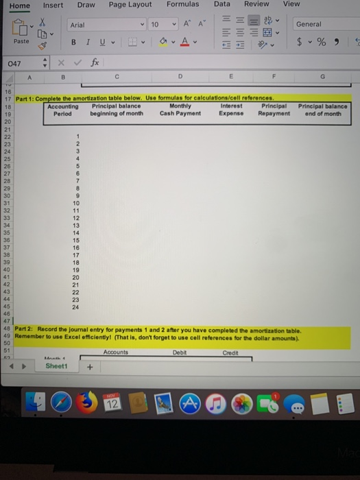 Layout Draw Home Insert A A General 10 Arial A $.% 9