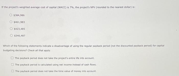 period provide? Suppose you are evaluating a project with the expected future