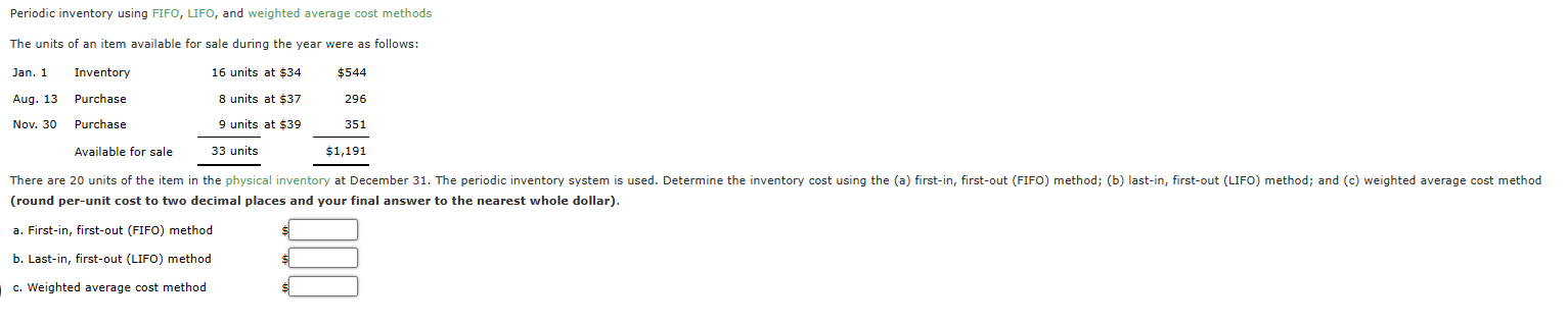  eBook Show Me How Question Content Area Periodic Inventory Using FIFO,