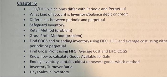  - LIFO/FIFO which ones differ with Periodic and Perpetual - What