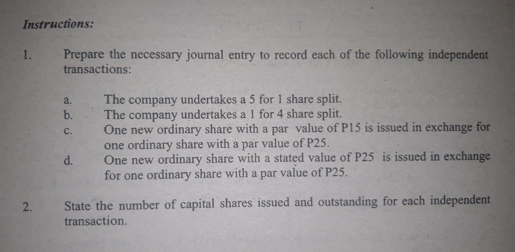 Share Capital, P20 par, 50,000 shares Ordinary Share Premium P1,000,000 200,000 Exercise
