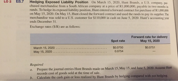  LO 2 E8.7 Hedging Exposed Liability Position On March 15, 2020,