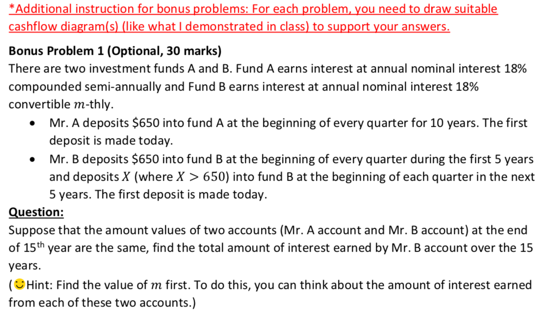  *Additional instruction for bonus problems: For each problem, you need to