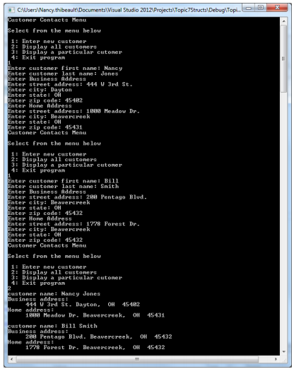 C++ Code Directions: Write a program that uses an array of nested