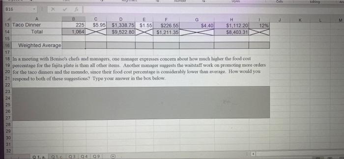 you! Chapter 10, Question 1. a. Boniso operates Boniso's Mexican Restaurant in