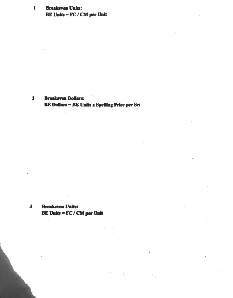 so much!! Breakeven Analysis E7A. Meadowlands Design produces head covers for golf