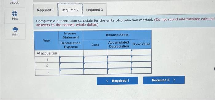 (Do not round intermediate calculat answers to the nearest whole dollar.) Complete
