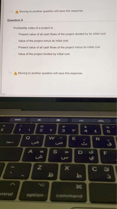 relationship between the project's: Net present value and discount rate Value and