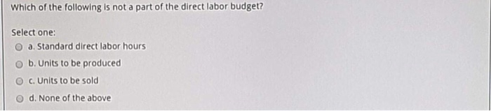 budget is prepared after the Select one: o a. Direct labor budget