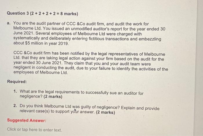  Question 3 (2 + 2 + 2 + 2 = 8