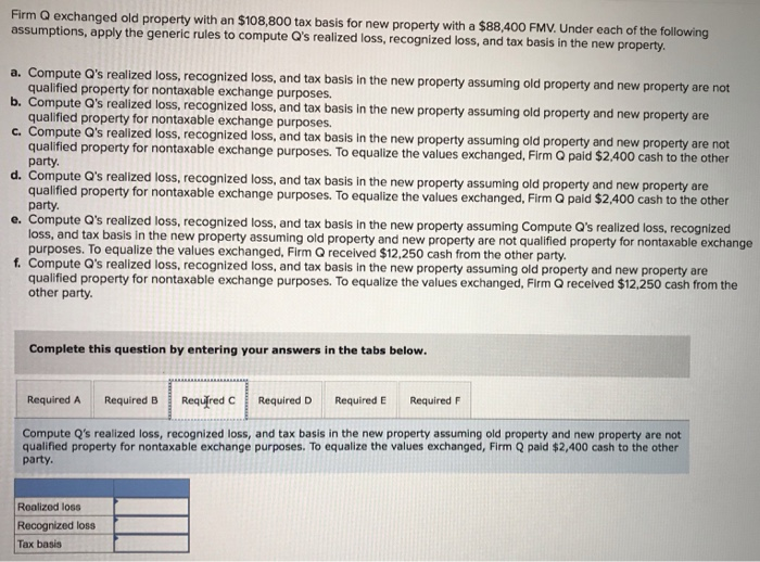 each of the following assumptions, apply the generic rules to compute Q's