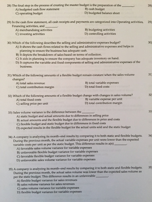  The final step in the process of creating the master budget