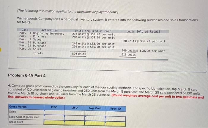 perpetual inventory system. It entered into the following purchases and sales transactions