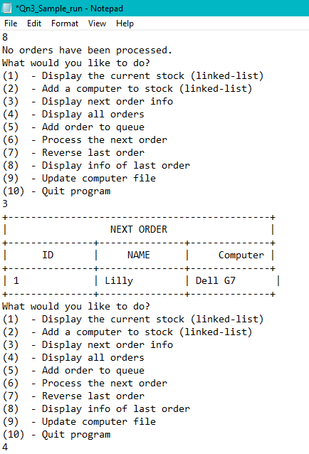 the shop are kept in a text file called computers.txt. At the