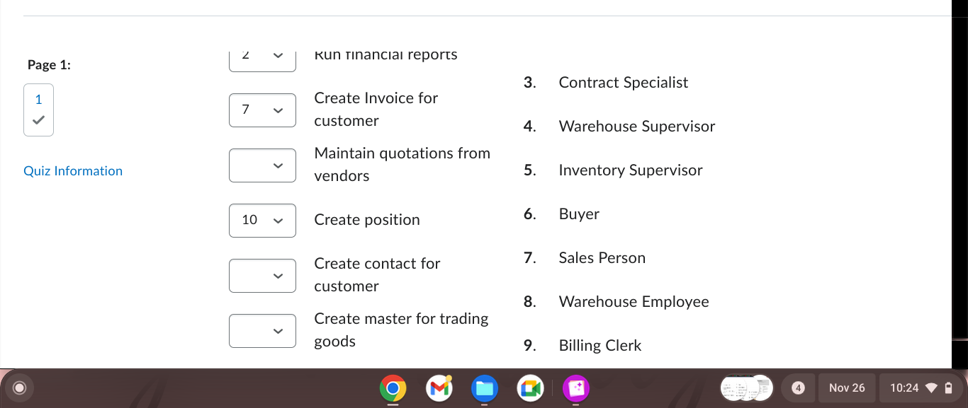 goods Post payment to vendor Pick an order 6. Buyer 7. Sales
